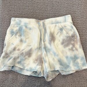 Free People Tie-Dye Plush Athletic Shorts in Blue & Gray